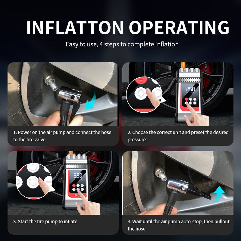 Bomba de aire y energía de emergencia integrada para automóviles